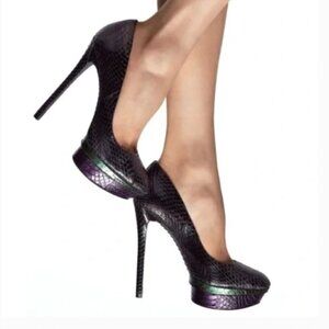 Brian Atwood Iridescent Snakeskin Ferguson Platform Heels Pumps Size 9.5